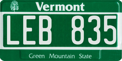 VT license plate LEB835