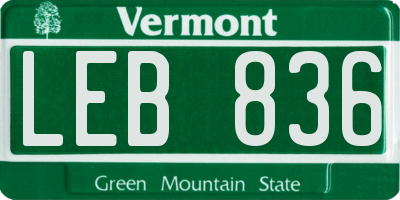 VT license plate LEB836