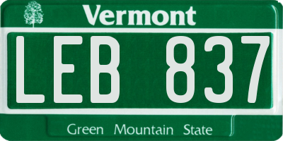 VT license plate LEB837