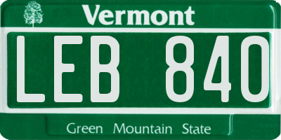 VT license plate LEB840
