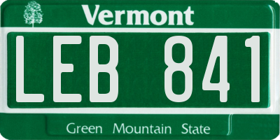 VT license plate LEB841