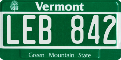VT license plate LEB842