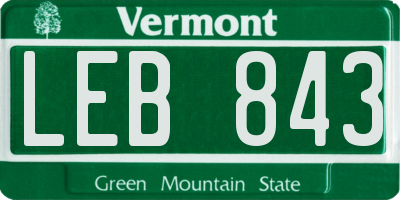 VT license plate LEB843