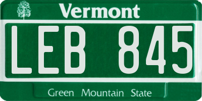 VT license plate LEB845
