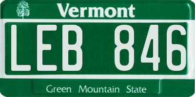 VT license plate LEB846