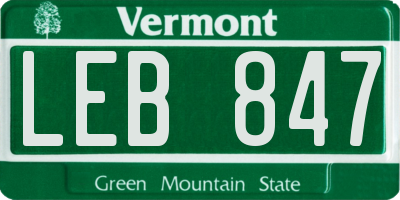 VT license plate LEB847