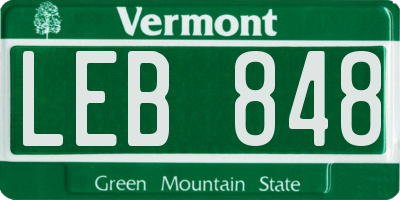 VT license plate LEB848