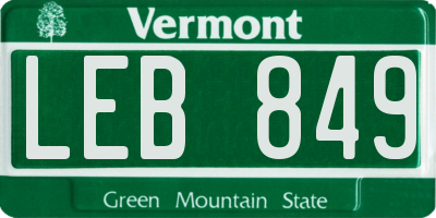 VT license plate LEB849