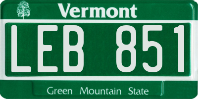 VT license plate LEB851