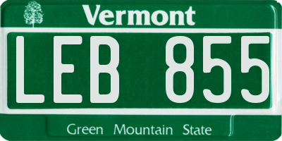 VT license plate LEB855