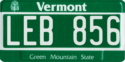 VT license plate LEB856