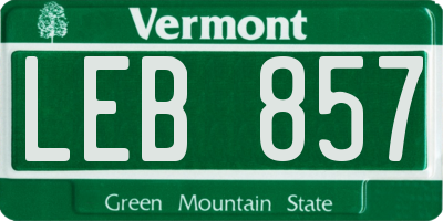 VT license plate LEB857