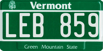 VT license plate LEB859