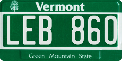 VT license plate LEB860