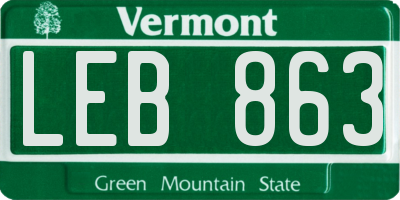 VT license plate LEB863