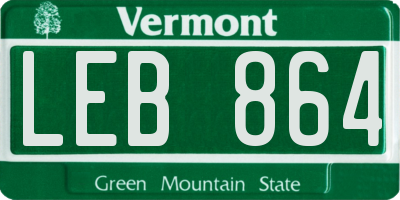 VT license plate LEB864