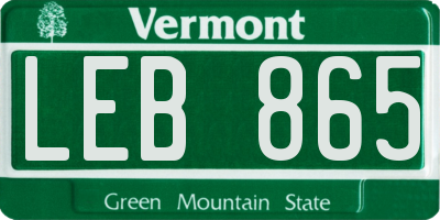 VT license plate LEB865