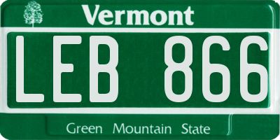 VT license plate LEB866