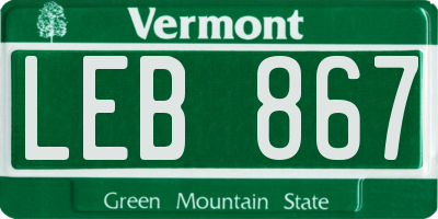 VT license plate LEB867
