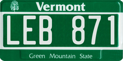 VT license plate LEB871