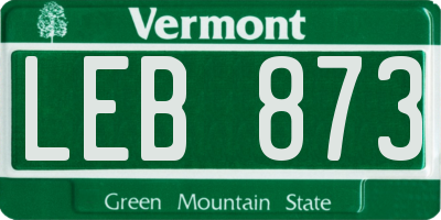 VT license plate LEB873