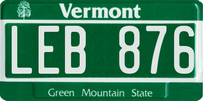 VT license plate LEB876