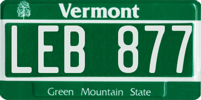 VT license plate LEB877