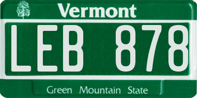 VT license plate LEB878