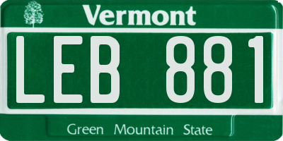 VT license plate LEB881
