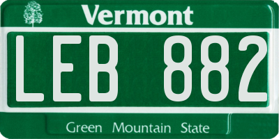 VT license plate LEB882