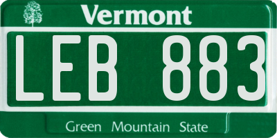 VT license plate LEB883