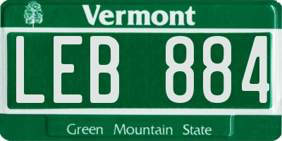 VT license plate LEB884