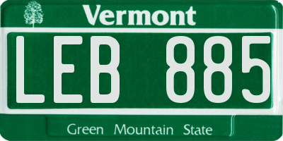 VT license plate LEB885
