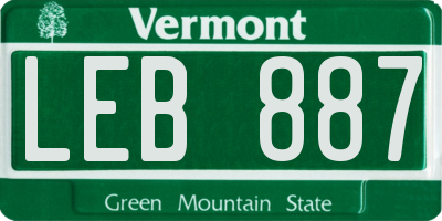 VT license plate LEB887