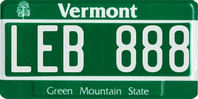 VT license plate LEB888