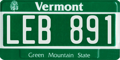 VT license plate LEB891