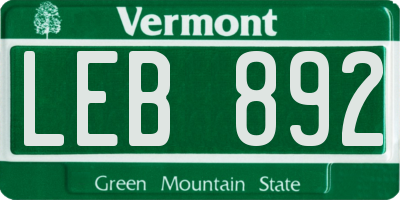 VT license plate LEB892