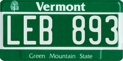 VT license plate LEB893