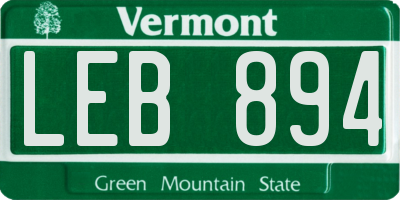 VT license plate LEB894