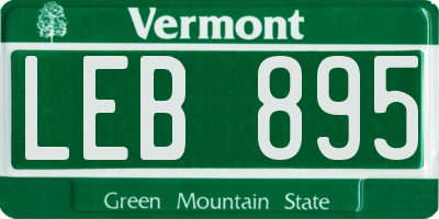 VT license plate LEB895