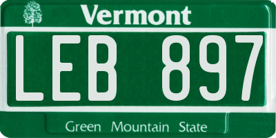 VT license plate LEB897