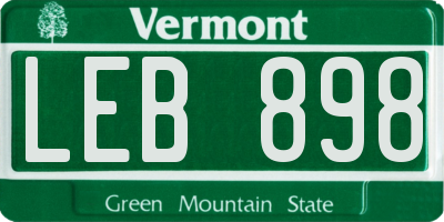 VT license plate LEB898