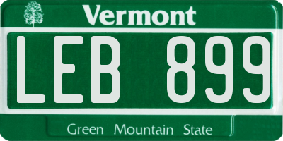 VT license plate LEB899