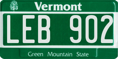 VT license plate LEB902