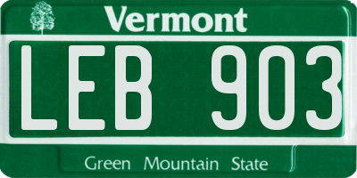VT license plate LEB903