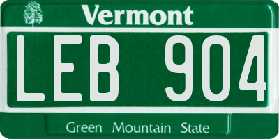 VT license plate LEB904