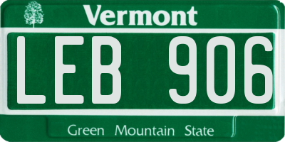 VT license plate LEB906
