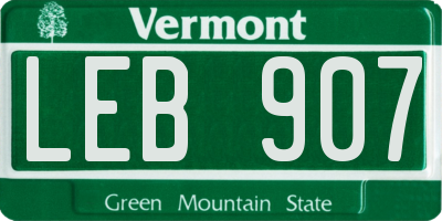 VT license plate LEB907