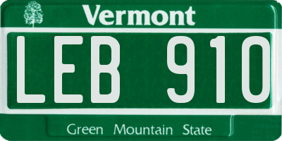 VT license plate LEB910