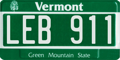VT license plate LEB911